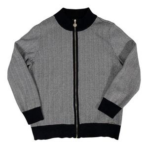 Anne klein houndstooth chevron patterned bomber